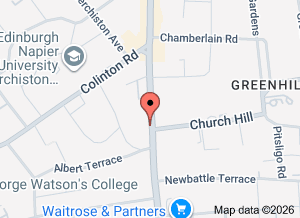 Google map showing location of Hunters Residential, 76-80 Morningside Road, EH10 4BY, Edinburgh