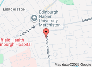 Google map showing location of Dingwall Fabrics at 130 Morningside Road Edinburgh