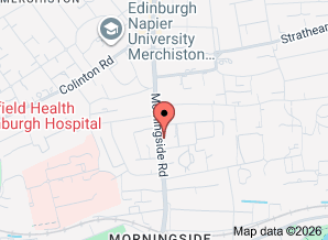 Google Map indicating location of Waitrose 145 Morningside Road Edinburgh